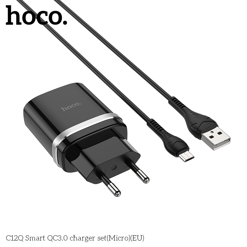 Bộ sạc nhanh Hoco C12Q Micro Smart hỗ trợ QC3.0